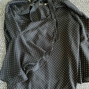 Green Envelope Black and White Polka Dot Blouse